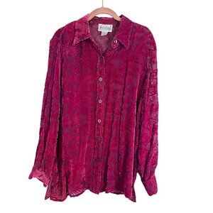 Diane Von Furstenberg Top Women M Pink Burnout Floral Mesh Vintage Preppy Silk